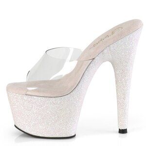 Sparkle Clear Platform Heels | Dazzling Glitter High Heel Mules for Women